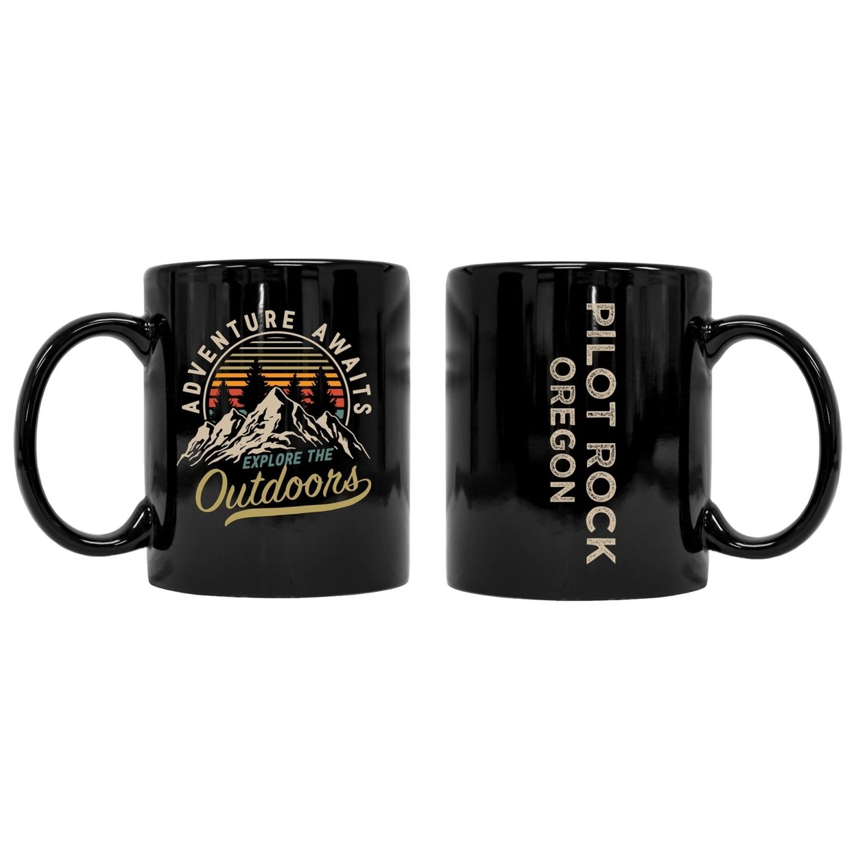 Pilot Rock Oregon Souvenir Adventure Awaits 8 oz Coffee Mug 2-Pack